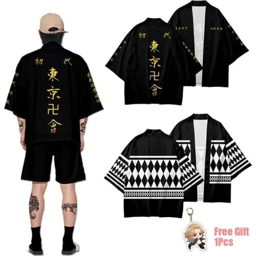 Anime Tokyo Revengers T-shirt Hanagaki Takemichi Ken Ryuguji Cloak Tops Jackets Draken Haori Ryuguuji Ken Mikey Kimono Coats Men