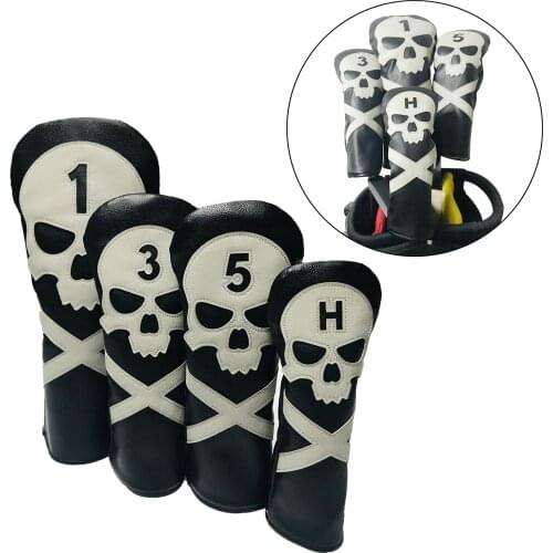 Golf Skull Driver Fairway Wood Hybrid Cover Headcover Waterproof Golf Club Head Cover Protector Guard Long Neck for Fairway
