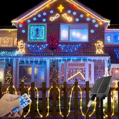 Festoon Led Light Outdoor Solar Garland Fairy Tube Rope String Light 32/52M For Christmas New Year Party Wedding Yard Decoration