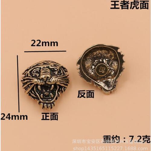DIY leather craft wallet screw rivet tiger head king design decoration solid brass button 3pcs/lot