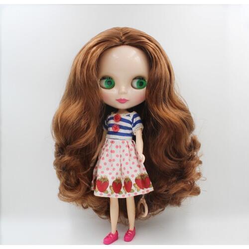 Blygirl,Blyth doll,Brown curly hair, normal body, 7 joints, 1/6 doll, 30cm, suitable for changing makeup, can change body