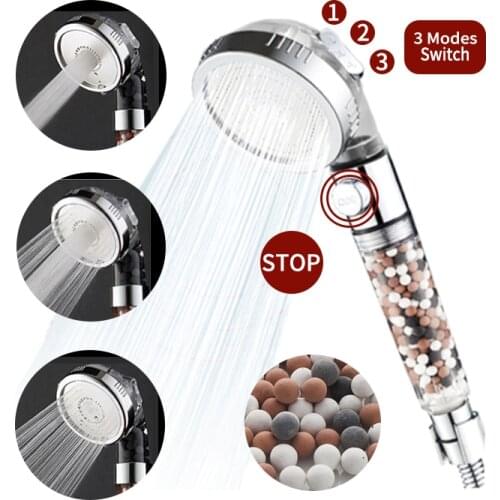 Shower head Handheld bathroom nozzle high pressure sprinkler catcher douche faucet 3 modes Adjustable filter SPA shower spout