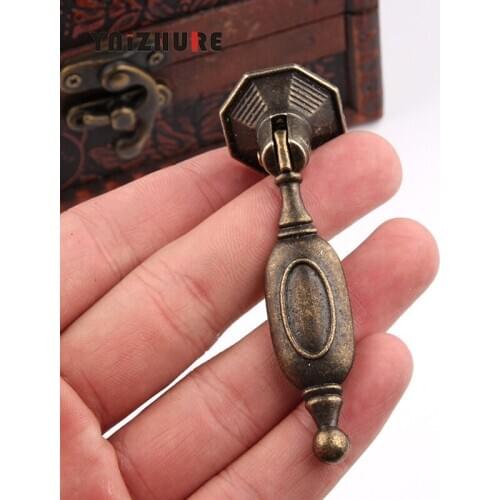 25*67mm Antique Alloy Handle Drawer Wardrobe Door Handle Chinese Single Hole Knobs Furniture Hardware Bronze Tone