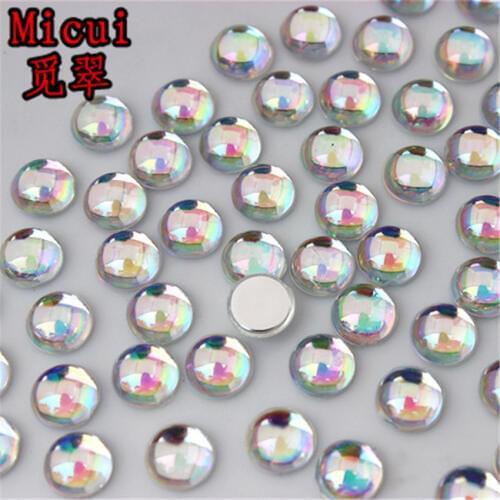 Micui 200PCS 6mm AB Round Acrylic Rhinestones Crystal Flatback Rhinestones Strass Stones For Strass Clothing Decorations MC424