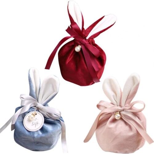 60%HOTCookie Packaging Bag Cartoon Rabbit Ears Multifunctional Velvet Happy Easter Gift Bag for Cookie Packaging