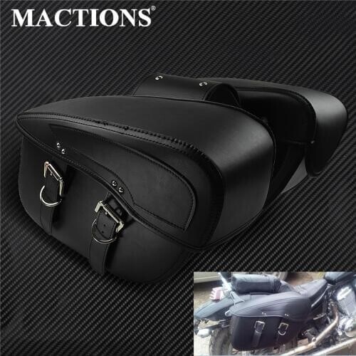 Motorcycle Saddlebag PU Leather Waterproof Luggage Side Bag For Harley Sportster XL 883 For Kawasaki Vulcan For Honda ACE 750
