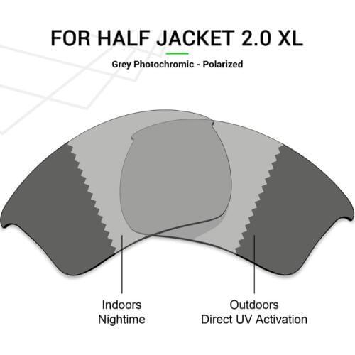 Mryok POLARIZED Replacement Lenses for Oakley Half Jacket 2.0 XL Sunglasses Grey Photochromic