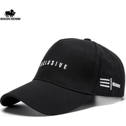 BISON DENIM Cotton Unisex Baseball Cap Breathable High Quality Adjustable Spring Summer Letter-Hat for Men Women Cap M9501
