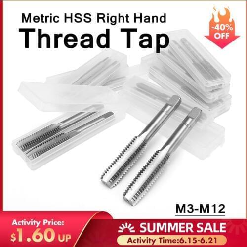 DORESUPP 2Pcs Thread Taps Set Spiral Inch M3 M4 M5 M6 M7 M8 M9 M10 M12 Industrial Metric HSS Right Hand Drill Bits Plug Taps