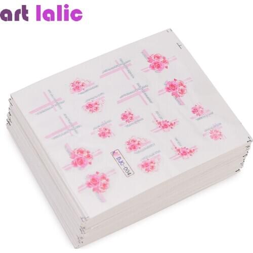 55pcs Water Decal Nail Art Decorations Rose Flowers Water Transfer Stickers Manicure Supplies