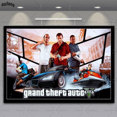 Wall Art Poster Grand Theft Auto V GTA Retro Pictures Prints Canvas Painting for Living Room Home Decor