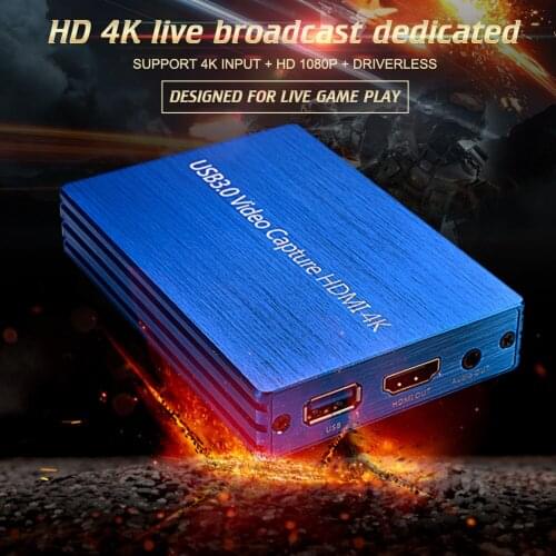 4K HDMI Capture Card Video Card Capture Box USB3.0 Drive-free Game Broadcast Microphone HD 1080p Streaming Live Video Recording