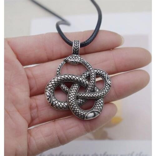 Vintage Alloy Snake Pendant Celtic Knot Necklace Birthday Jewelry Gift Party