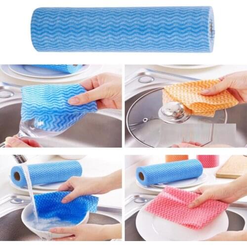 50 Sheets/ Roll Disposable Dish Cloths Non-Woven Rag Multipurpose Cleaning Wipes Kitchen Towels Dish Cloths Handy Wipes