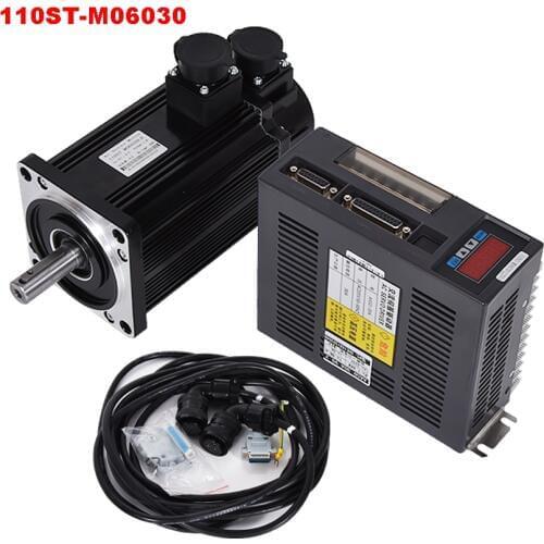 1.8KW AC Servo Motor 3000RPM 6N.M 110ST-M06030 220V AC Servo+AC Servo Driver+3M Cable Complete Motor kit High quality