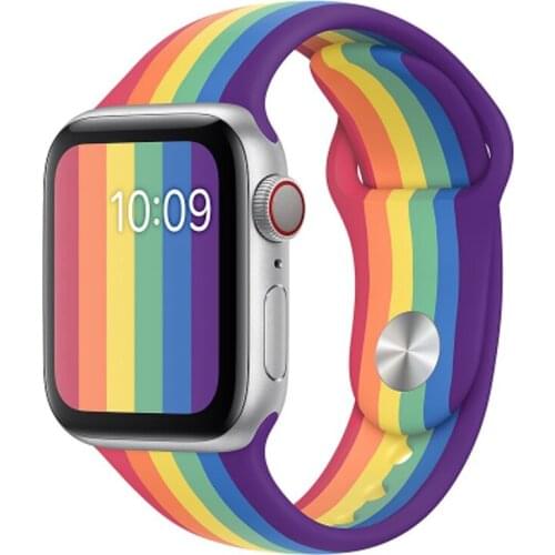 Rainbow Sport Bands Compatible for Apple Watch Band 38/40/42/44mm Soft Stretchy Wristband for iWatch 6/SE/5/4/3/2/1