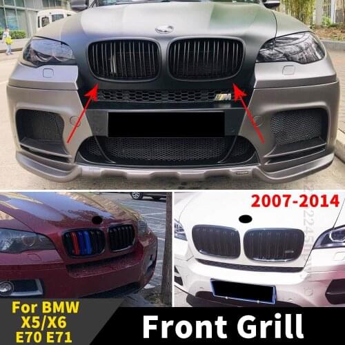 Middle Hood Mesh Front Grille Racing Grill Trim Body Kit Kidney Hood Grille Styling For BMW X5 X6 E70 E71 2007 2008 2007-2014