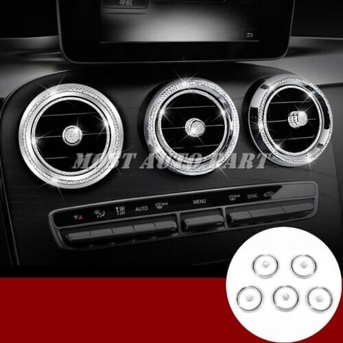 Rhinestone Style Console Air Vent Outlet Cover Ring 15pcs For Benz GLC X253 2015-2020 Car accesories interior Car decoration