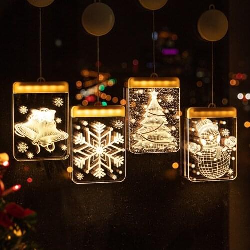 3D LED Fairy Lights Battery Powered String Light Christmas Decorations for Home Garland Curtain LampNew Year for Window Decor
