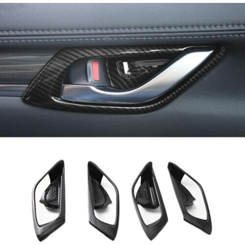 Carbon Fiber Style ABS Interior Door Handle Bowl Cover Trim for Mazda CX-5 CX5 2017 2018 Interior Accessories