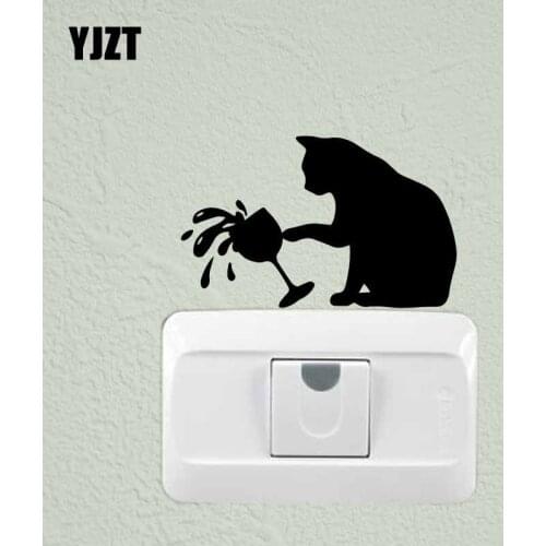 YJZT Play Cat Home Room Decor Vinyl Decal Wall Switch Sticker Animal Pet Cartoon Pattern 17SS-0653