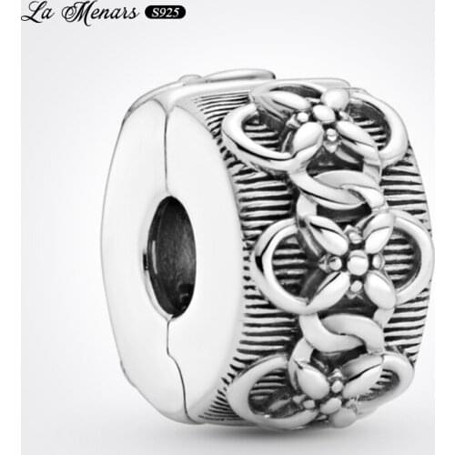 La Menars New Spacer Clip Fit Original Pandora Charm Bracelet Genuine 925 Sterling Silver For Women Jewelry DIY Making