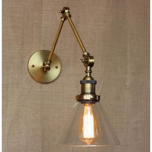 Loft Gold Metal Wall Light Bronze Industrial Restaurant Wall Lamp Cafe Decoration Light Iron Glass Lobby Light Free Shipping