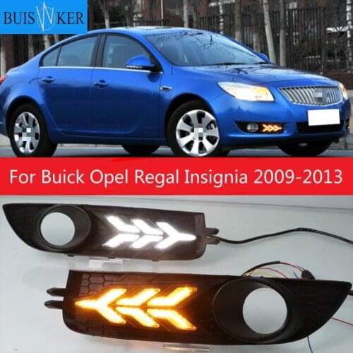 1 Pair LED DRL Daytime Running Lights Daylight With Turn Signal and Night Blue Lamp For Buick Opel Regal Insignia 2009-2013