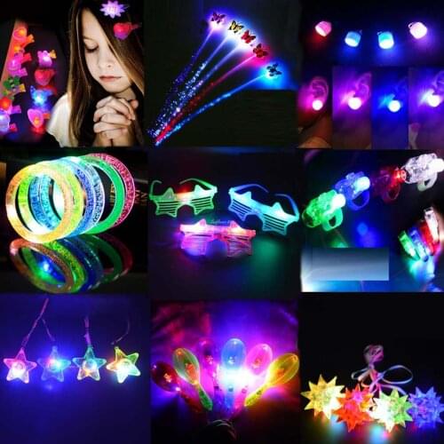 10pcs Glow Party Crown Flower Headband LED Light Gadget Rings Luminous Earrings Valentines Day Wedding Birthday Party Suplies