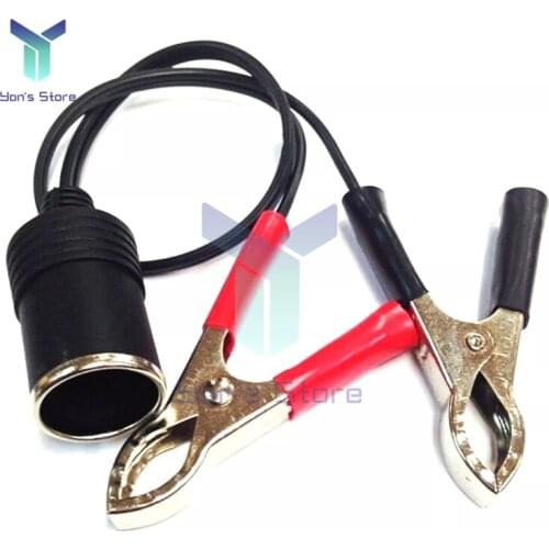 12-24V Car Cigarette Lighter Female to Terminal Alligator Clip Extension Connector Clip-on Battery Adapter Auto Plug Repair Tool