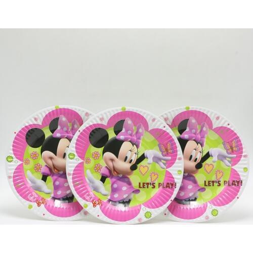 20pcs/lot Minnie Mouse 7 inch Plates Dishes Kids Girls Birthday Party Favors Xmas Party Supplies Party Decoration