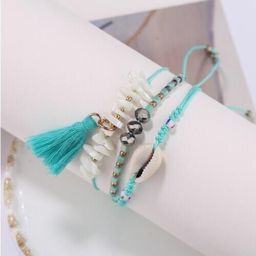 3pcs/set Handcraft Boutique Fashion Multilayer Crystal Stone Beads Strand Bracelets Tassel Bangles Pulseras Boho Mujer