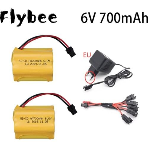 6.0V 700mAh NI-CD Battery SM Plug and 6v Charger set rechargeable battery pack 700 mah for Remote Control toys Electric Toys