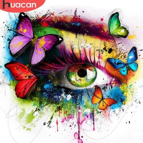 HUACAN Diamond Painting Animal Butterfly Embroidery Mosaic Eye Kits Decoration Painting With Diamonds Home Art