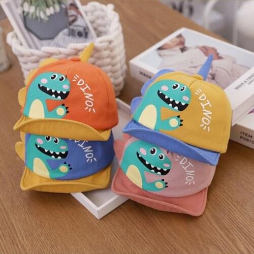 New Spring Summer Autumn Baby Baseball Cap Cute 3D Cartoon Dinosaur Hat Kids Soft Brim Casual Hip-hop Cap Children Sun Hat