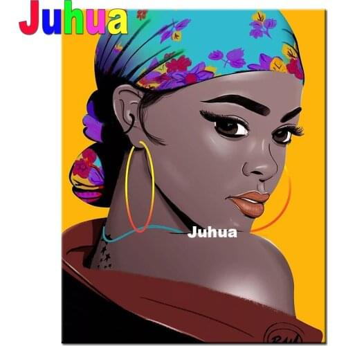 Africa Woman 5d diy diamond Moasic Lady diamond painting full Round square rhinestone cross stitch mosaic puzzle Girl Gift