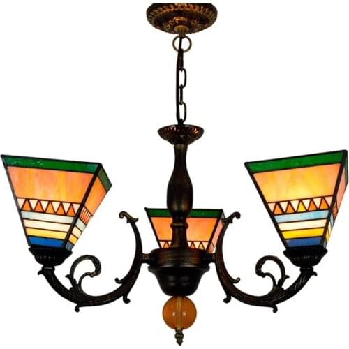 European Creative Tiffany Stained Glass Hotel Villa Restaurant Bedroom Study Bar Cafe 3 Art Chandelier Lamps