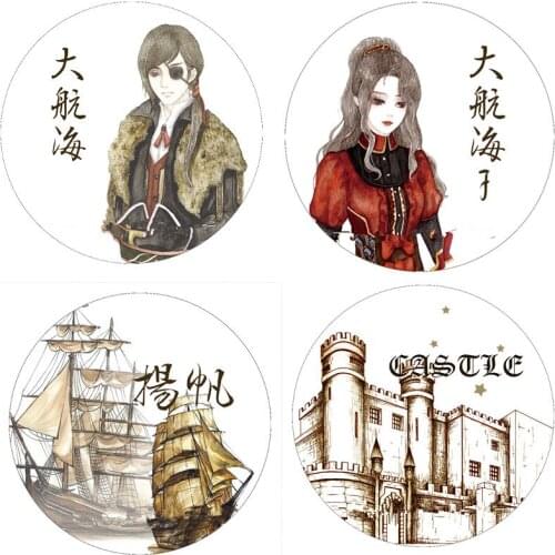Vintage European Sailing Girls Castle Washi Tapes Bullet Journal Masking Tape Adhesive Tape DIY Scrapbooking Washi Sticker