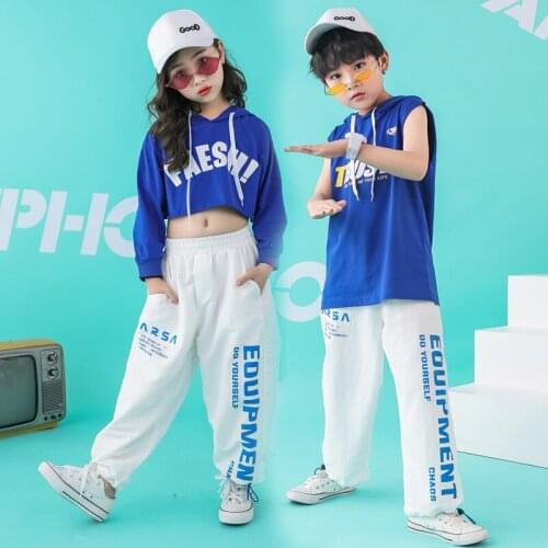 Boys Hip-hop Dance Costume Loose Hoodie Street Dance Clothing Sets Child Street Dance Sweater School Show Jazz Outfit Ballroom