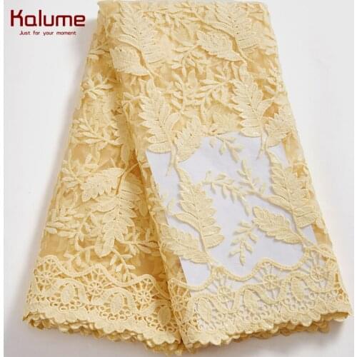 Kalume Sequins Lace Fabric African 5 Yards Nigerian French Tulle Lace Fabric 2021 High Quality For Diy Dress Wedding H2558