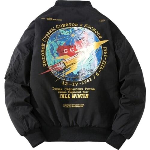 Hip hop Bomber Jacket Men Fashion Pilot Jacket Rocket Print Baseball Coat Casual Youth Streetwear Outerwear Mens Clothing 2021