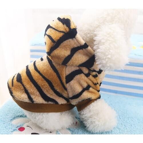 Cute Tiger Turn Puppy Clothes Winter Warm Pet Clothing Hoodie Dog Coat Jacket Pet Dress Teddy Bear Furize Clothing