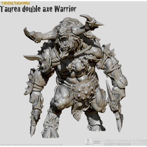 75mm Resin Figure Kits Minotaur double-axe warrior resin model Self-assembled TD-2179