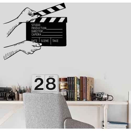 Clapperboard Vinyl Wall Decal Filming Cinema Decor Movie Room Stickers Mural Movie Studio Decoration 2230