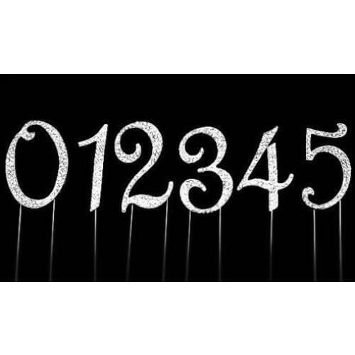 Number Cake Topper 0-9 Silver Crystal Diamante Rhinestone Engagement Wedding Birthday Party Decorations Cake toppers Large