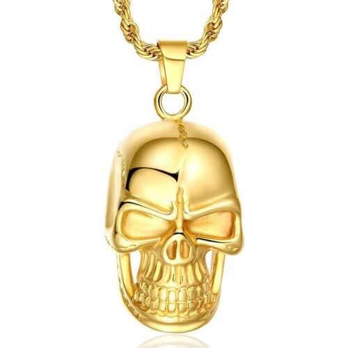 2019 Real New Maxi Necklace Collier Collares Skull Pendant Necklace Stainless Steel Jewelry For Men And 2 Color Chian Price
