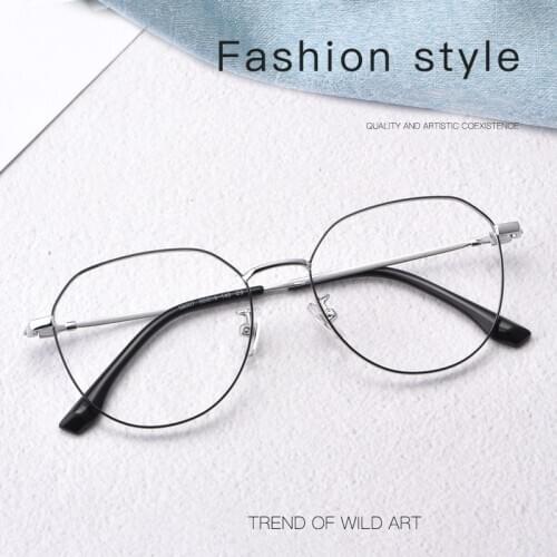 Pure Titanium Retro Glasses Frame Men And Women Ultralight Round Frame Anti Blue Light Plain Myopia Optical Glasses Frame 58007