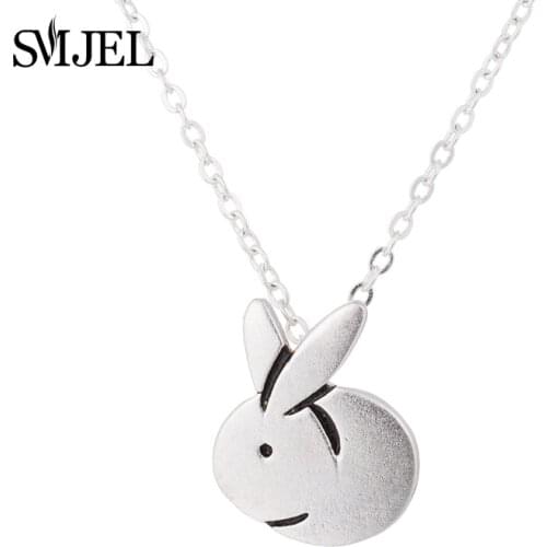 SMJEL Cute Animal Rabbit Necklace Choker Lovely Bunny Pendants Necklaces Easter Jewelry For Women Kids Gifts Bijoux