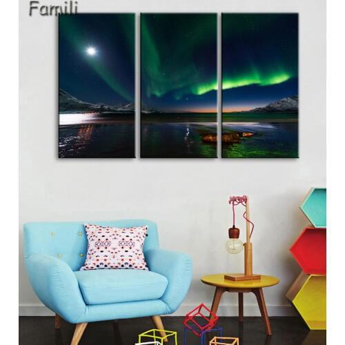 Print Painting Modular Poster Wall Picture 3Pcs/set Norwegian Lake Sunrise Canvas Frame Art For Living Room Home Decor Artwork