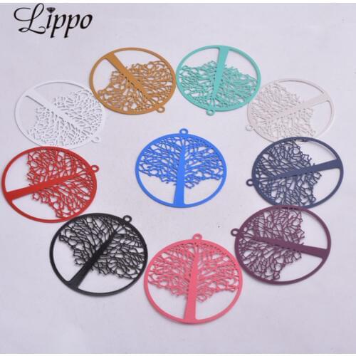 30pcs AB2460 40*43mm Silver color Tree Charms Big Trees Articles Pendant Painted Earring Findings